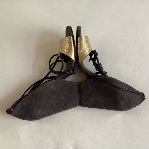 Brunello Cucinelli Mollini Grey Gold Suede 7 - Picture 6 of 10